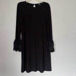 MSK Women's‎ Black Bell Sleeve Lace Formal Mid Dress Medium Loose Fit Wedding